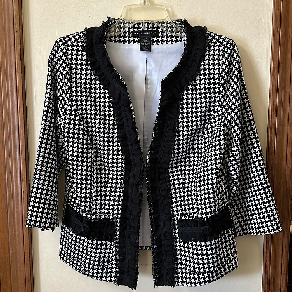 Elena Solano, Beautifully Made, Suit Jacket, Black/White, Size Medium NWT